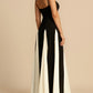 Black and White Contrasting Flowing Dress