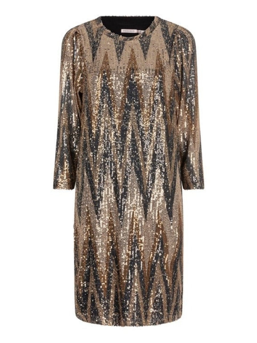 Bronze Zig Zag Sequin Dress