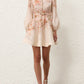 Cream Floral Buttoned Mini Dress