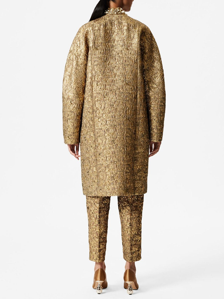 Tailored Metallic Jacquard Coat