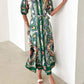 Satin Print Maxi Shirt Dress