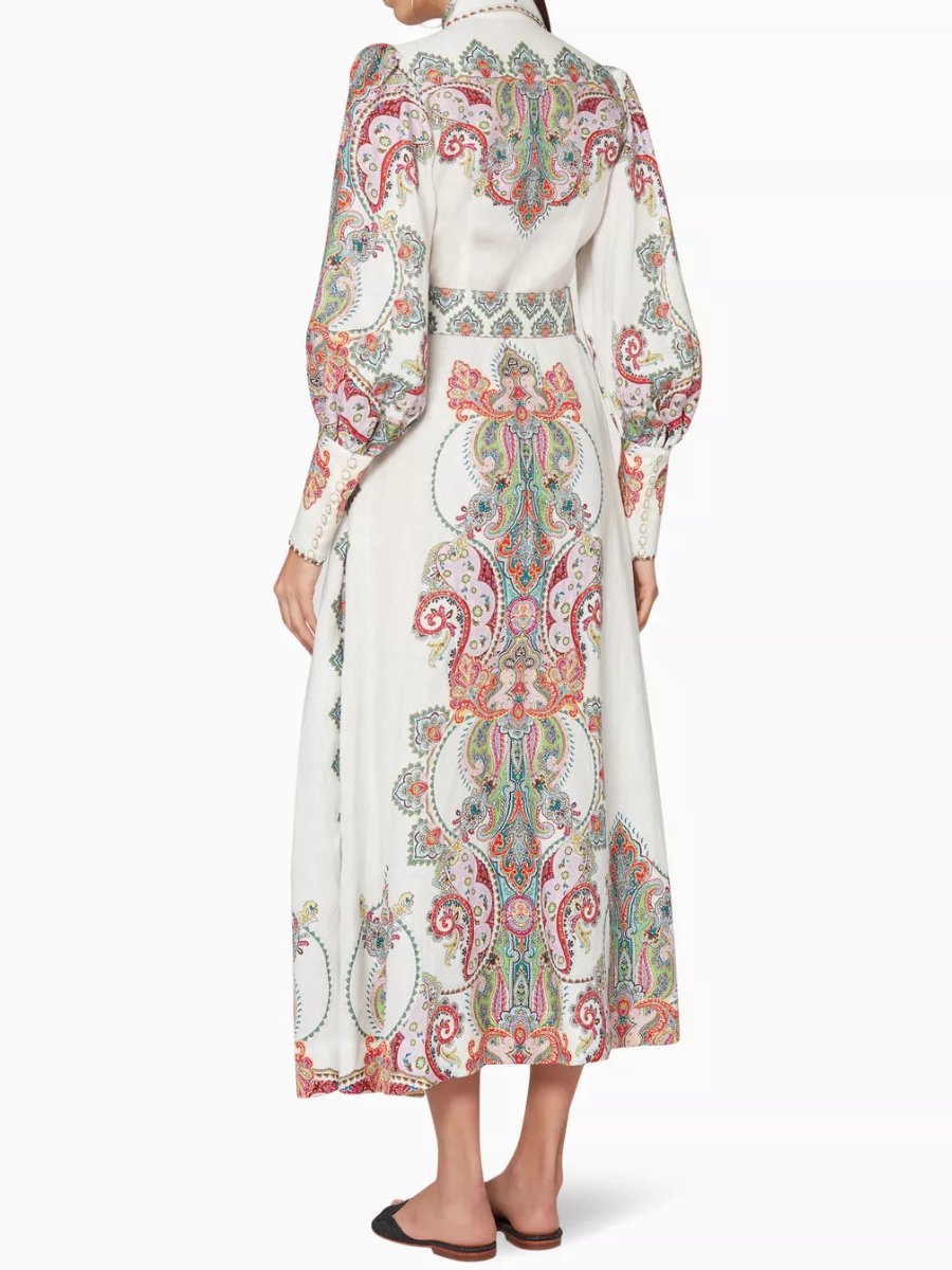 Long Sleeves Print Filigree Dress