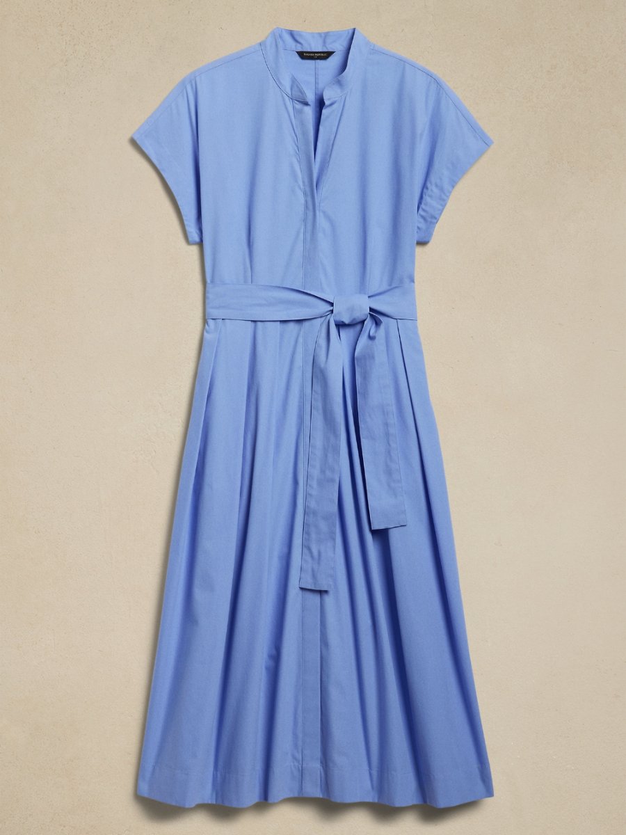 Poplin Belted Midi Dress