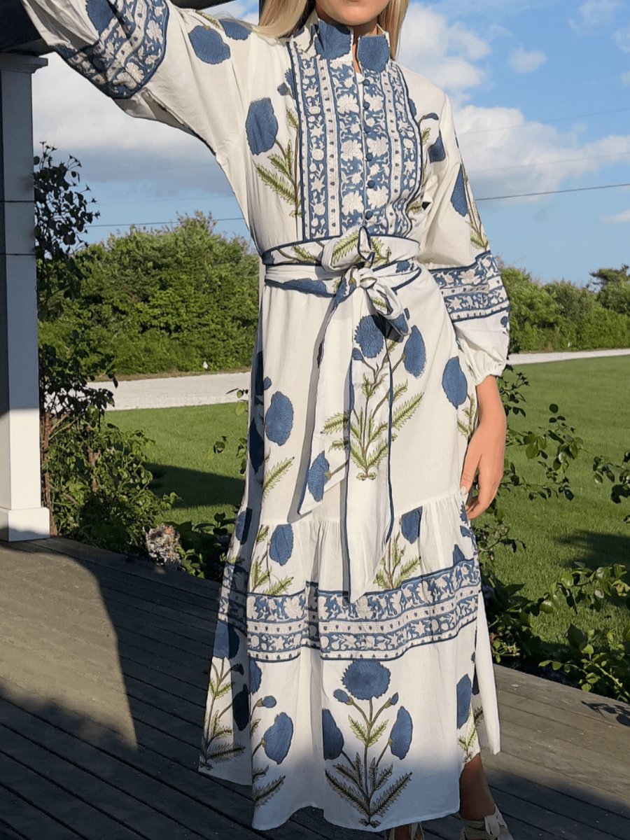 Printed Elegance Midi Dress