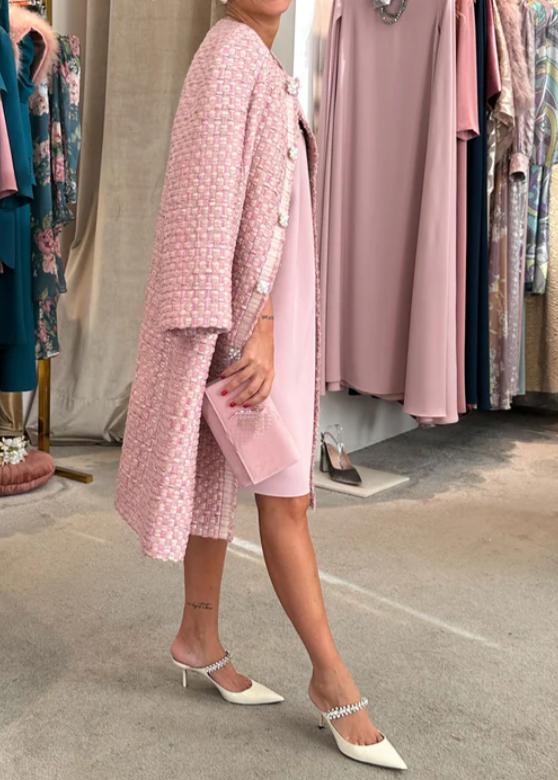 Elegant Pink Tweed Coat