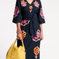 Simple Navy Printed Casual Dress