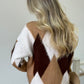 Gold Button Diamond Pattern Cardigan