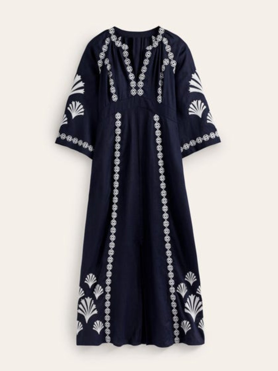 Breathable Linen Embroidered Dress