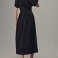 Button-Front Pleated Shirt Dress