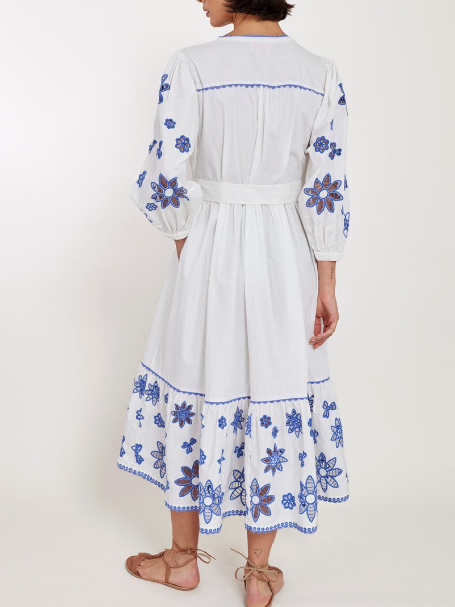 White Organic Cotton Embroidered Dress