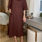 Loose Casual Solid Color Short Sleeve Cotton Linen Dress