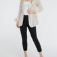 Silver Feather Trim Sequin Blazer