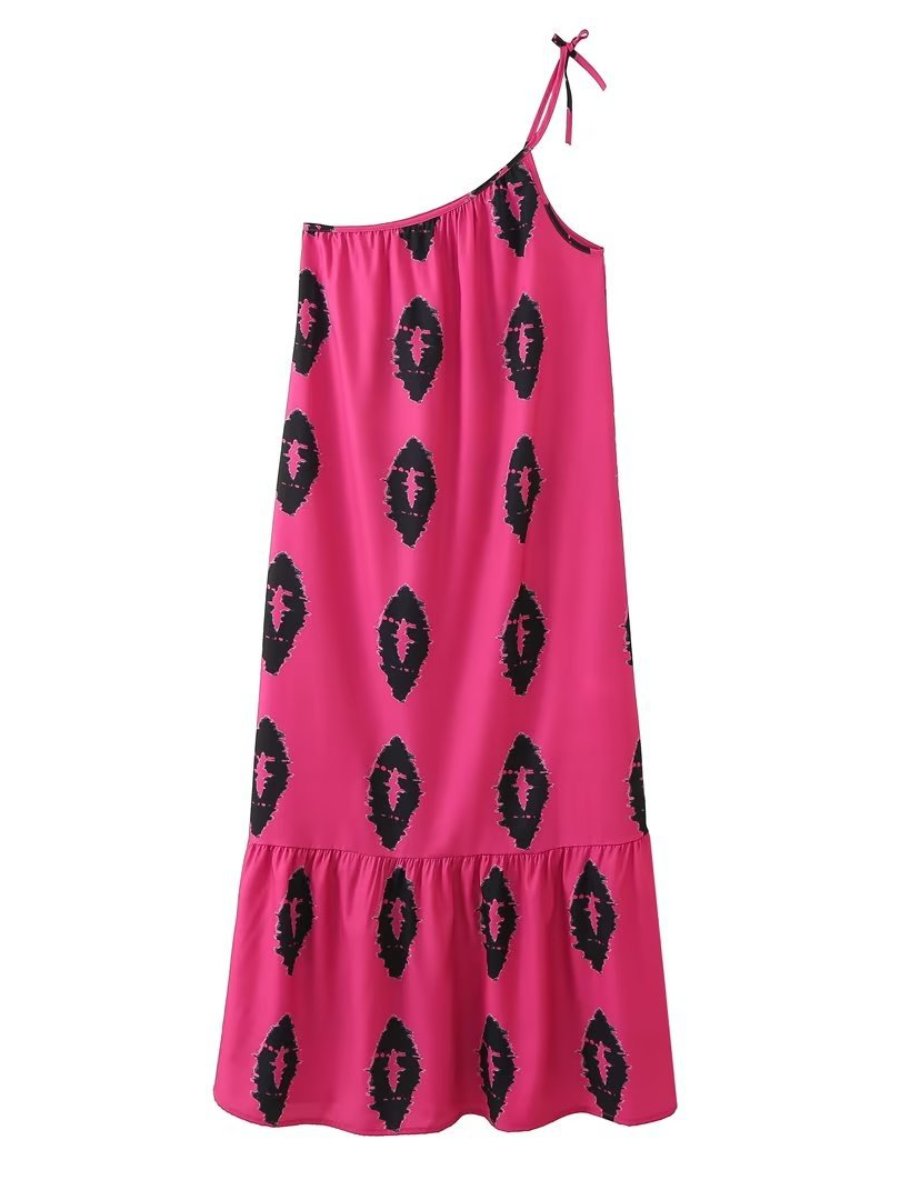 Printed Asymmetric Maxi Dress