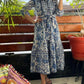 The Elegant Blue Floral Midi Dress