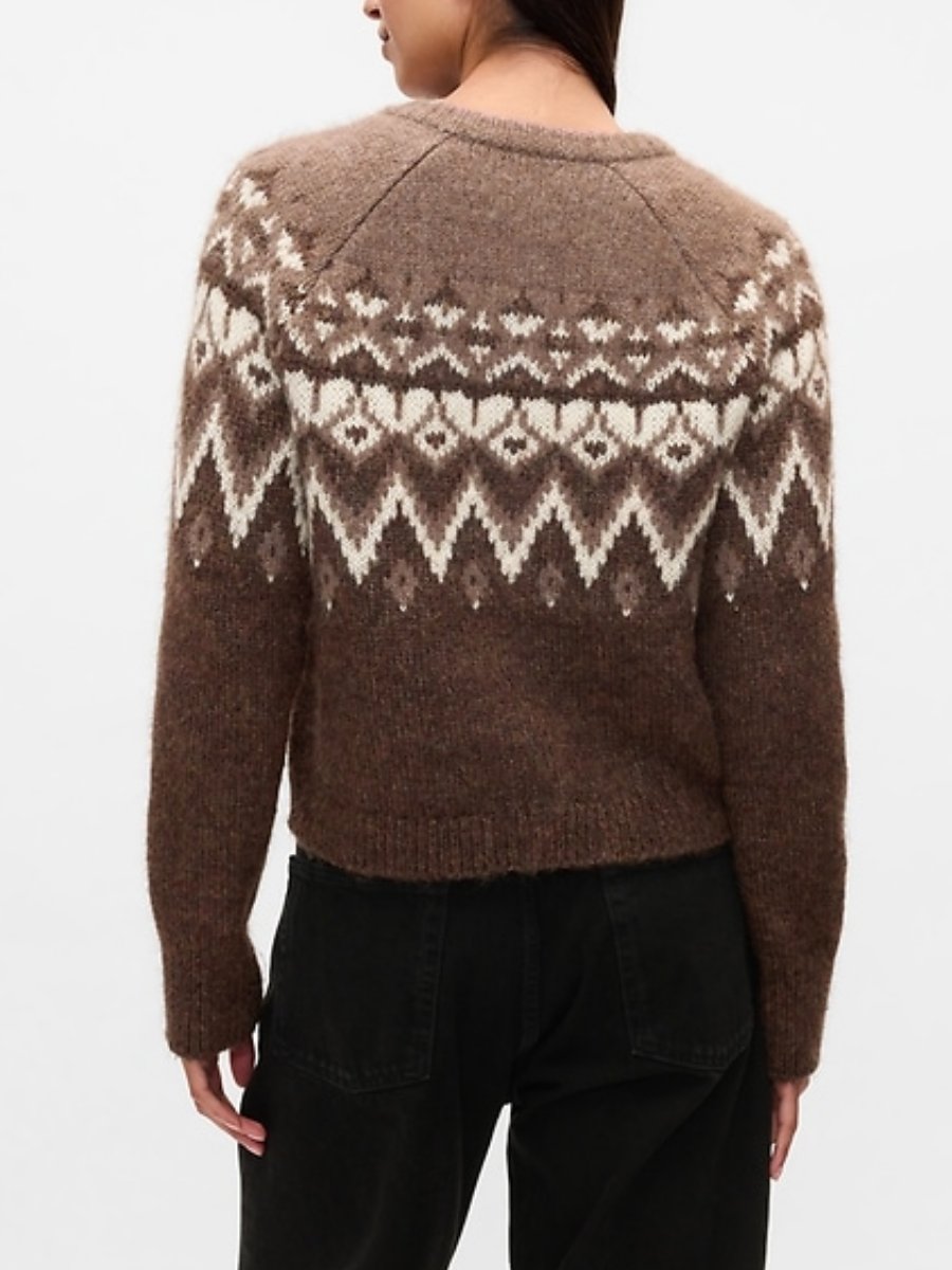 Brushed Fair Isle Cropped Cardigan