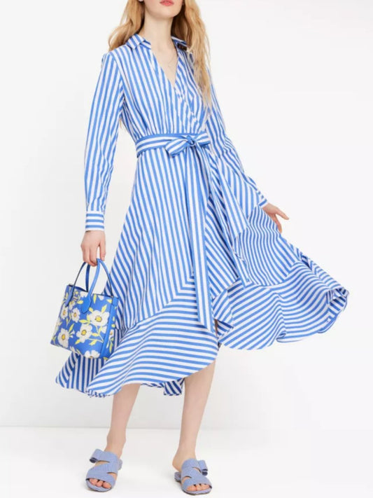 Blue Striped Shirt Dress