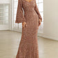 V-Neck Flared Sleeve Evening Dress