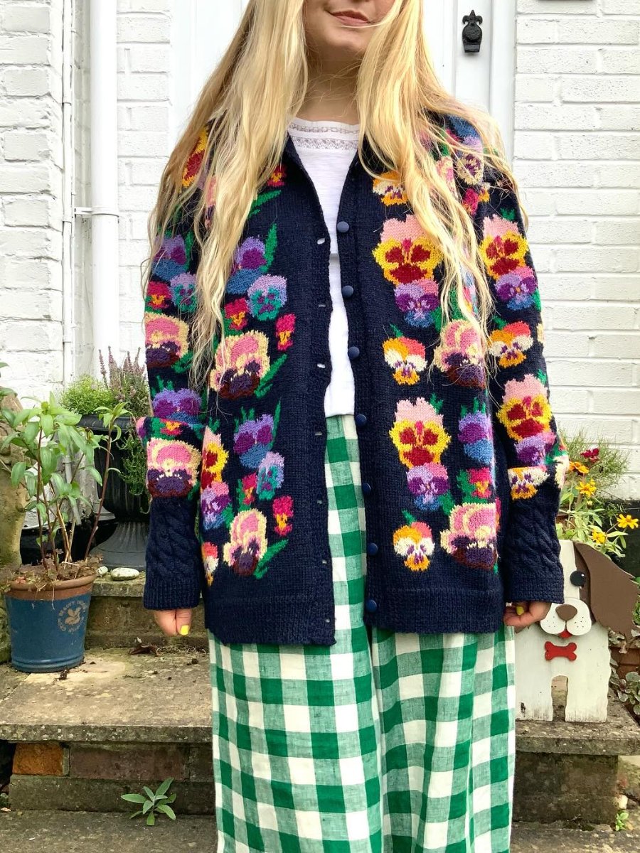 Handmade Vintage Pansy Cardigan