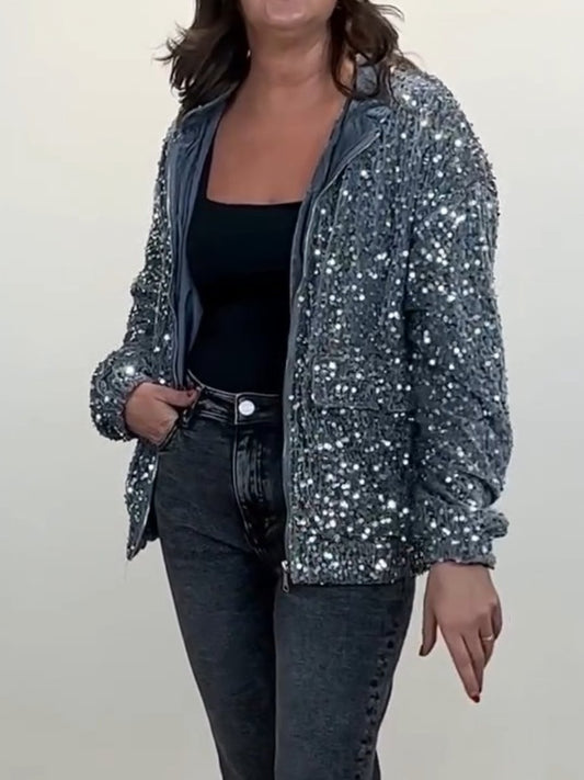 Fashion Sequin Bomber Jacket