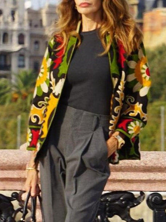 Elegant Multicolor Long Sleeve Outerwear