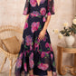 V Neck Chiffon Floral Dress