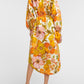 Sunflower Print Linen Shirt Dress