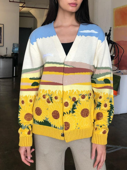 Colorful  Sunflower Cardigan