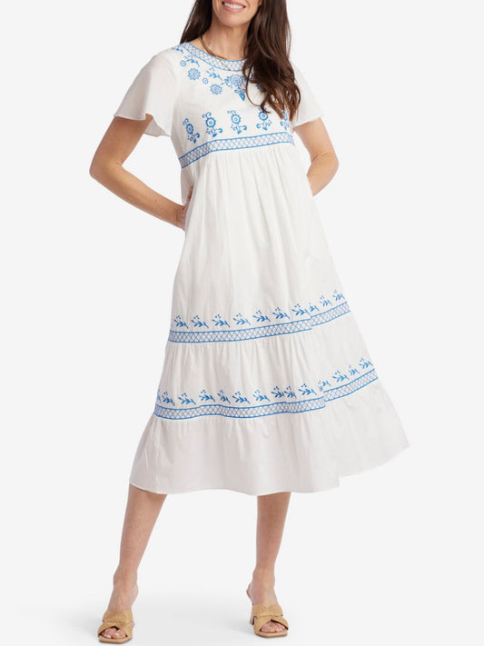 Cotton Ruffle Sleeve Dress