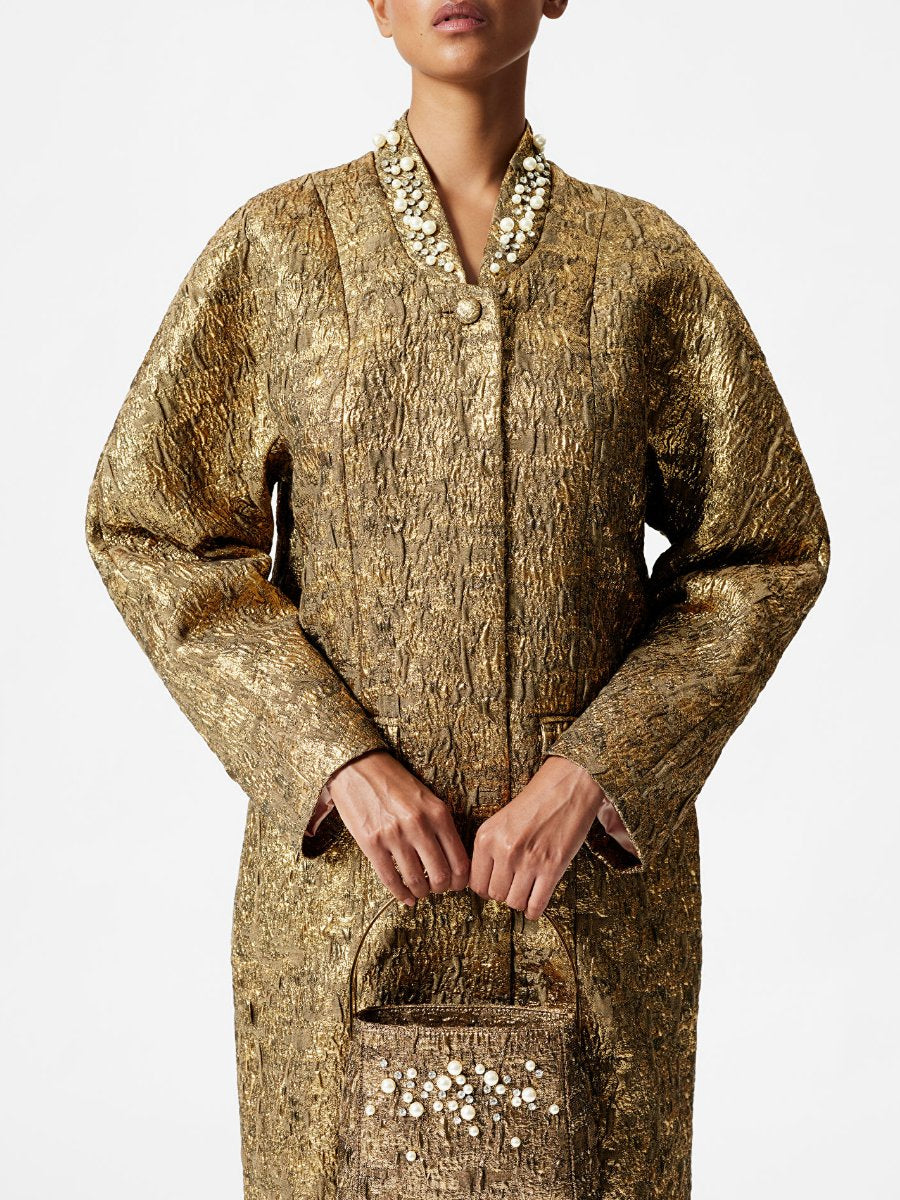 Tailored Metallic Jacquard Coat