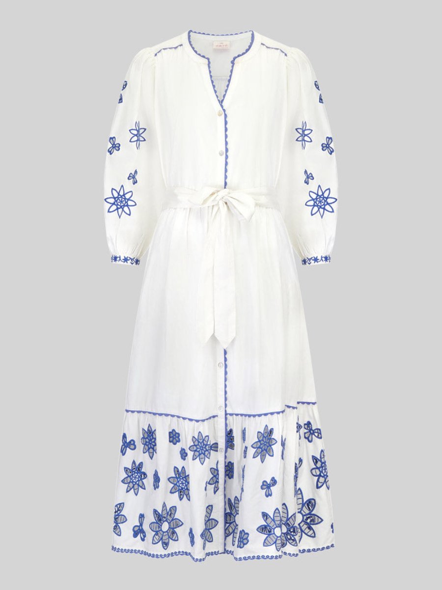 White Organic Cotton Embroidered Dress