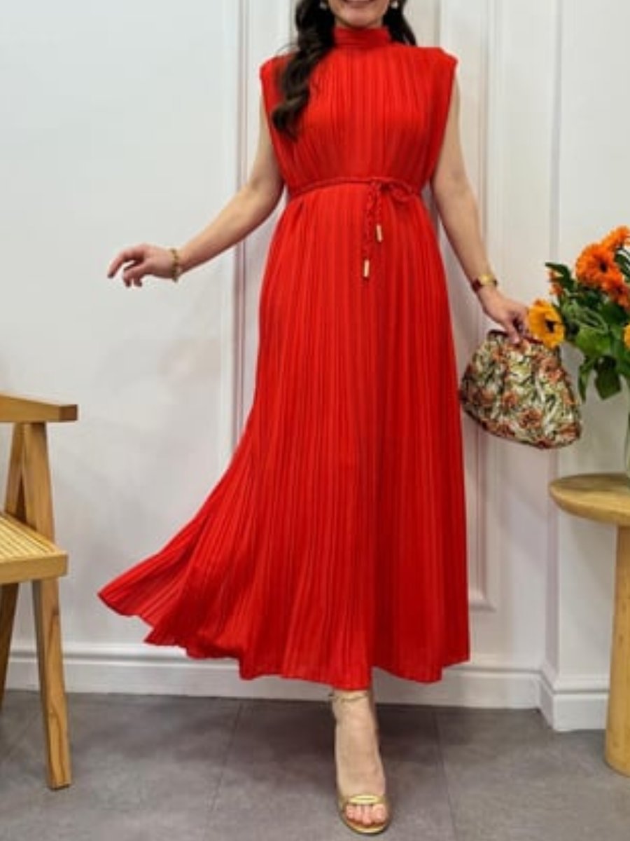 Sleeveless Pleated Chiffon Dress