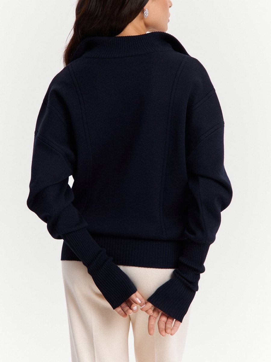 Knitted Zipper Pullover Sweater