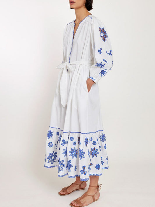 White Organic Cotton Embroidered Dress