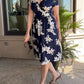 Navy Floral Short Sleeve Dress