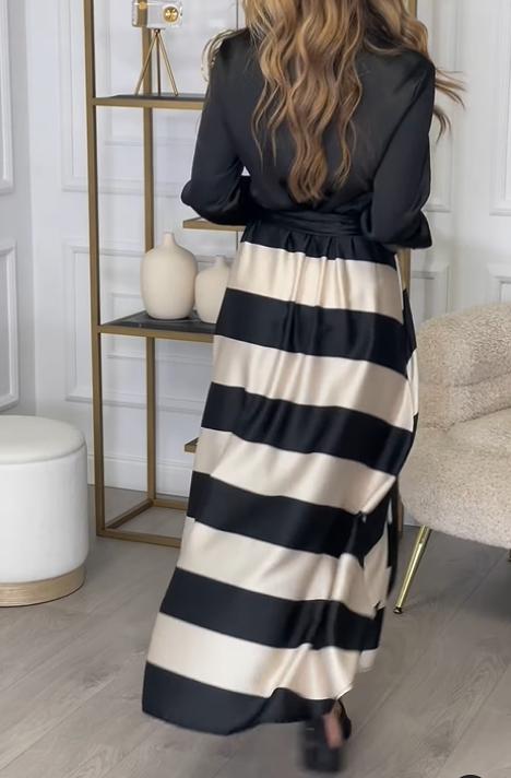 Unique V-Neck Long Sleeve Maxi Dress