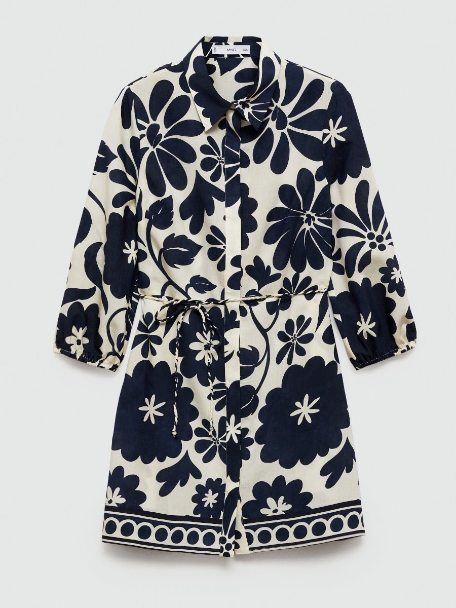 Floral Print Three Quarter Sleeve Dress