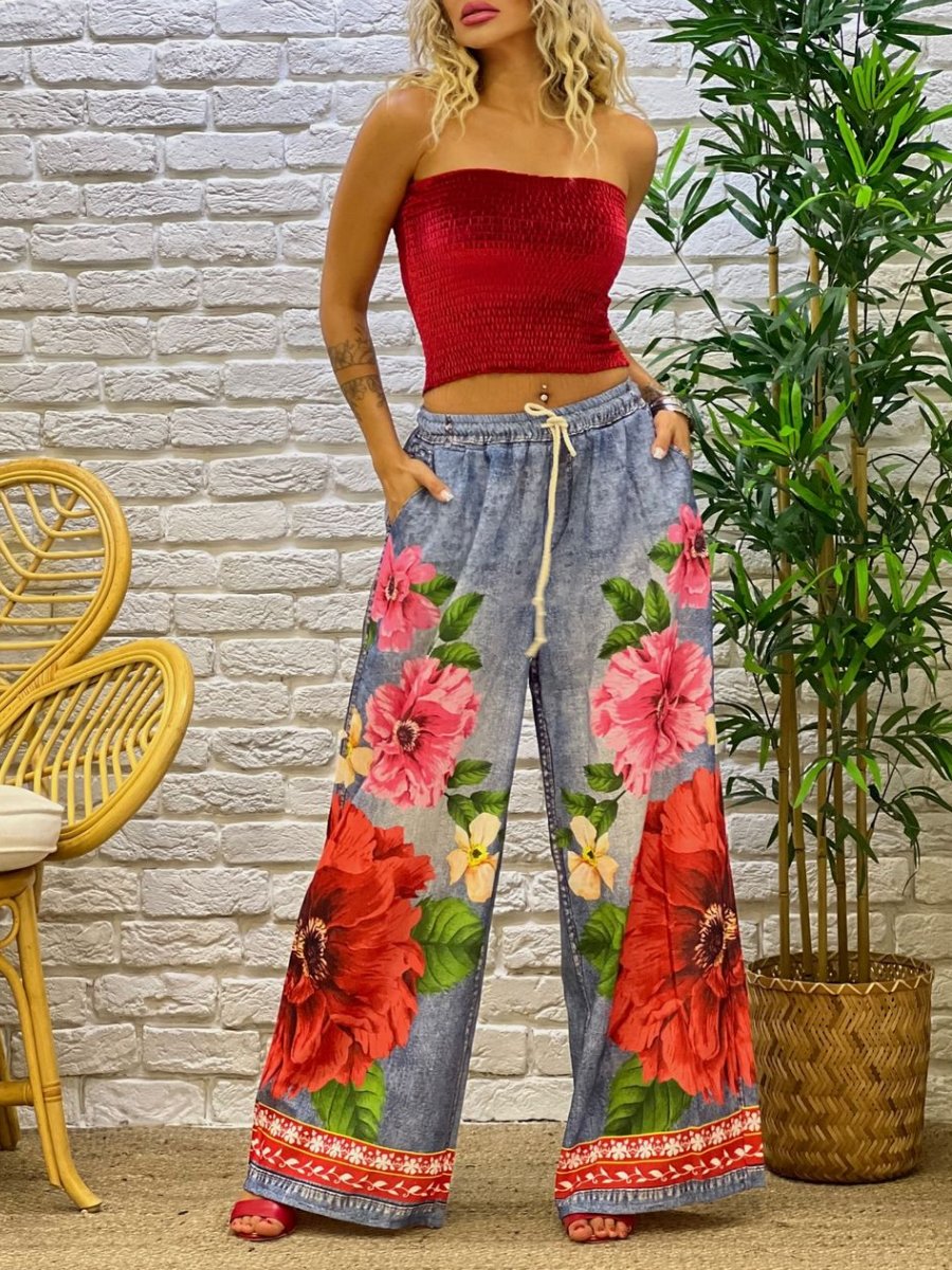 PRINT DENIM TROUSER