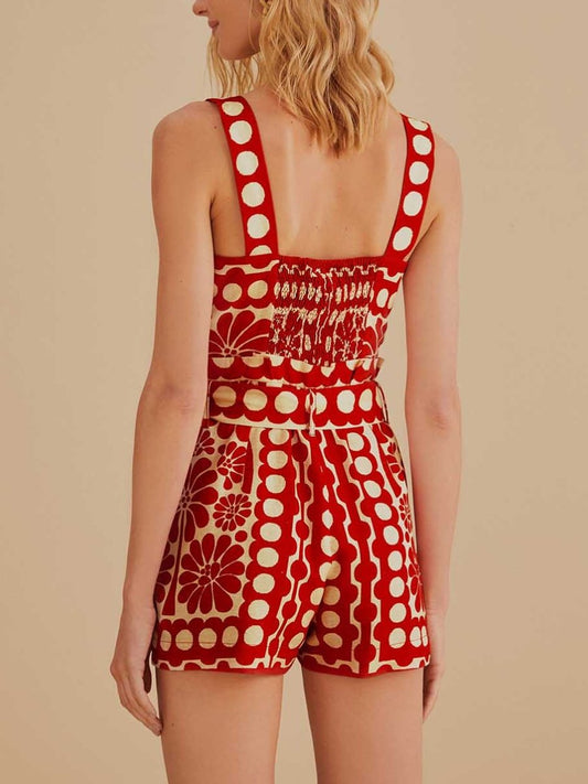 Red Palermo Sleeveless Romper