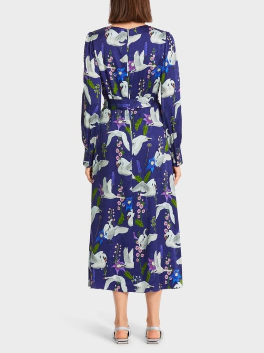 Elegant Silk Printed Swan Dress