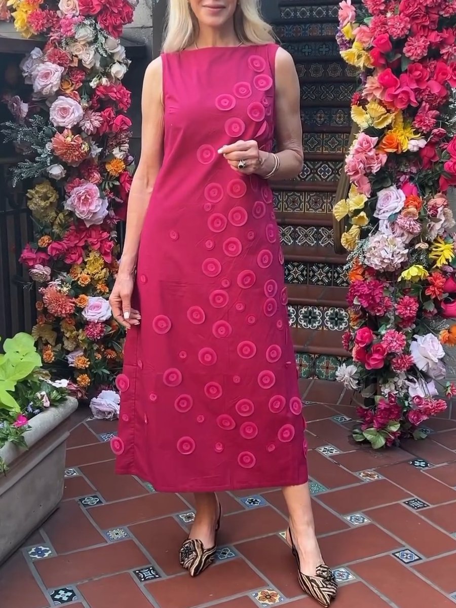 Cotton Poplin Fuchsia Maxi Dress