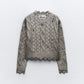 Cable-Knit Metallic Sweater