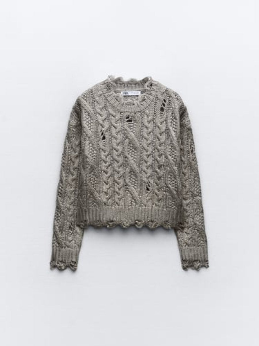 Cable-Knit Metallic Sweater