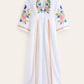 Breathable Linen Embroidered Dress