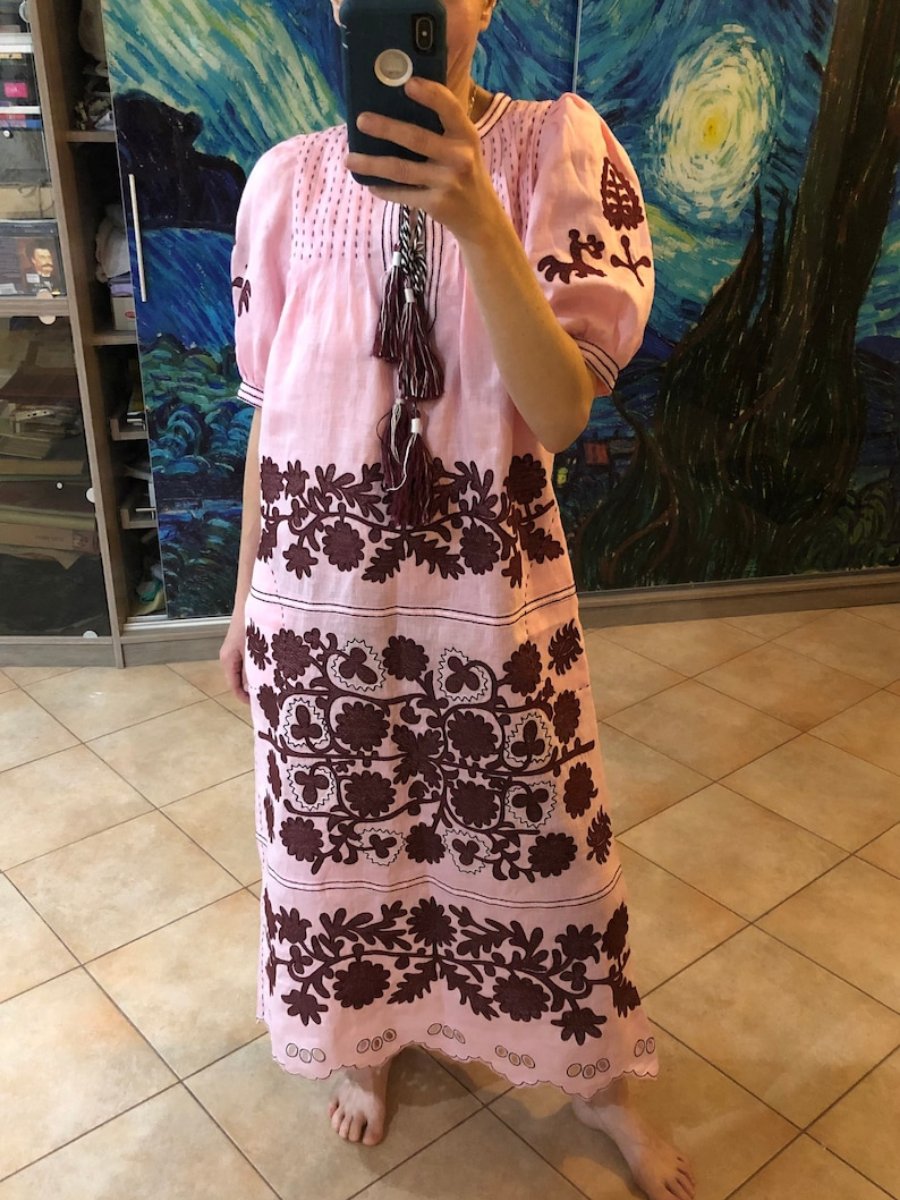 Petra Embroidered Linen Midi Dress