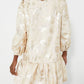 Golden Floral Ruffled Collar Dress