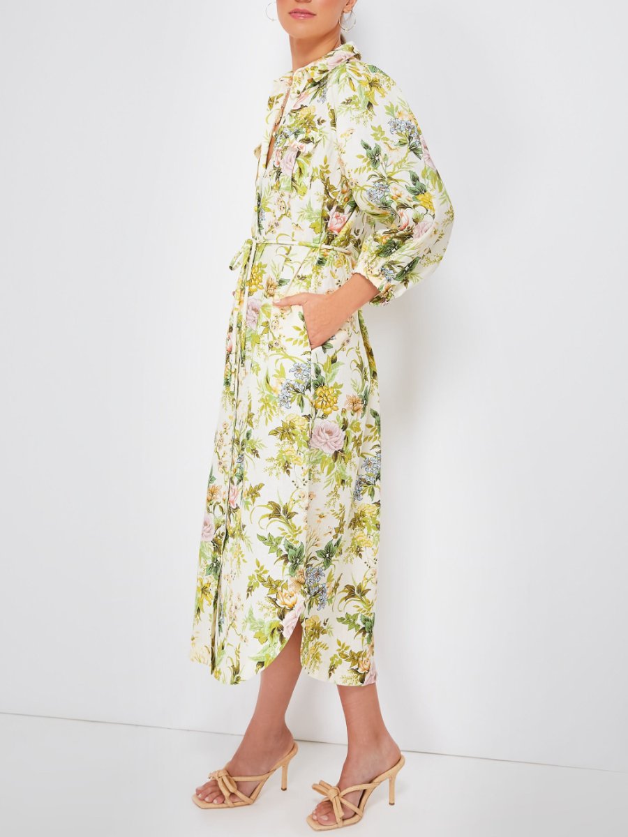 Multi Floral Midi Shirt Dress