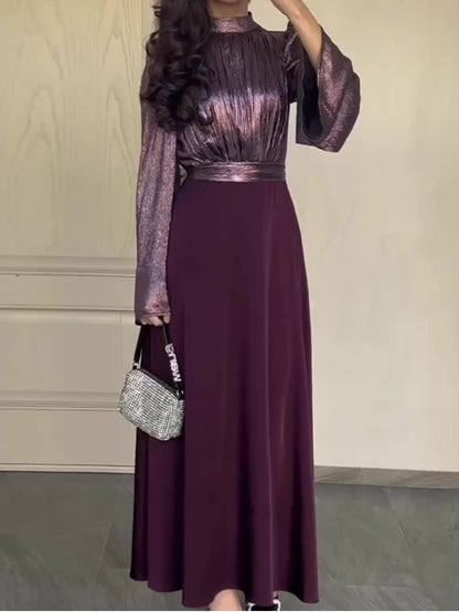 Purple Long Sleeve Party Dress