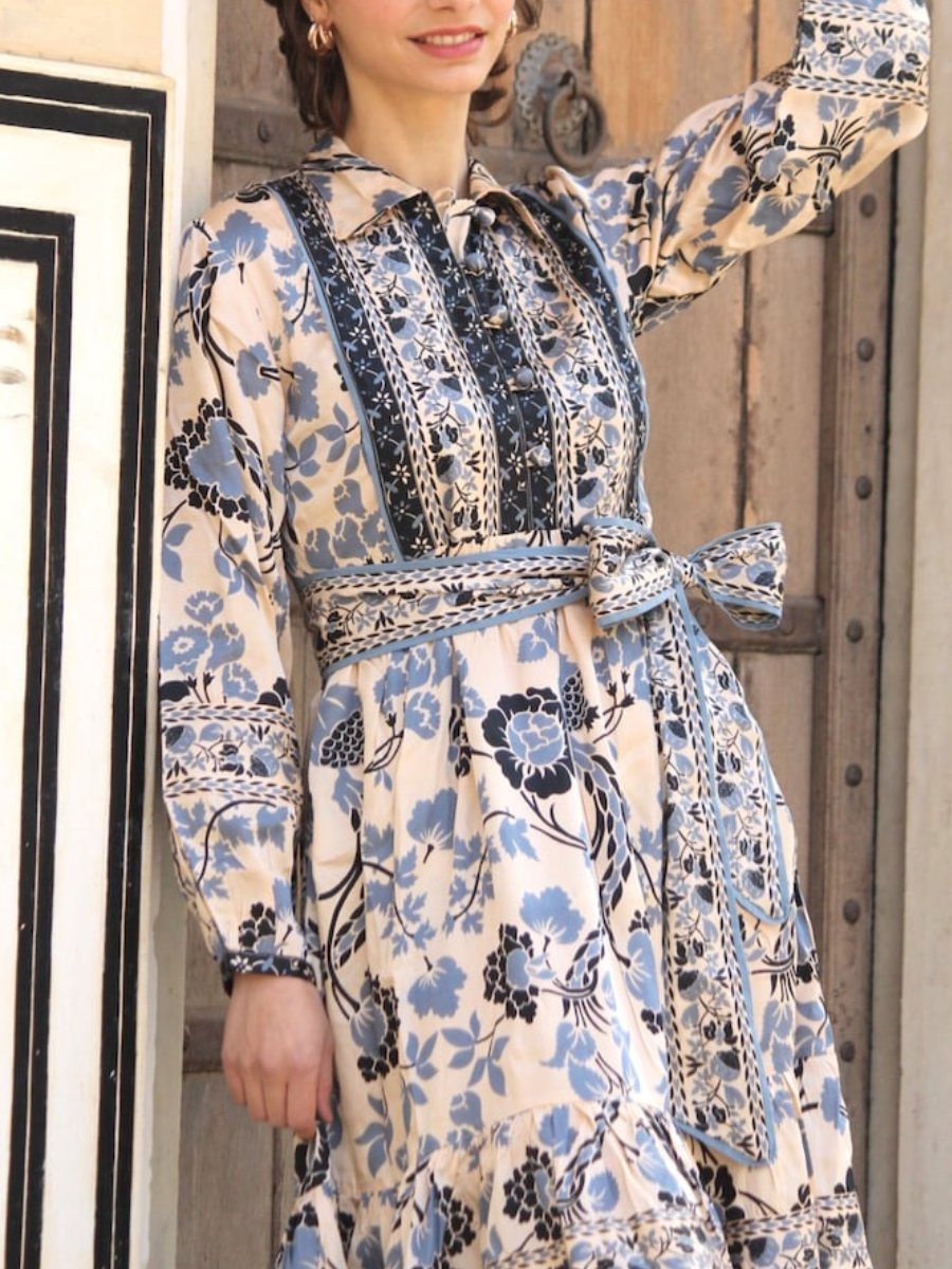 Block Print Floral Shirt Dress