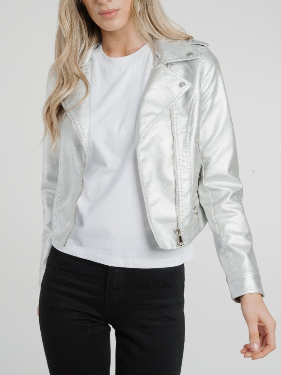 Metallic Leather Jacket