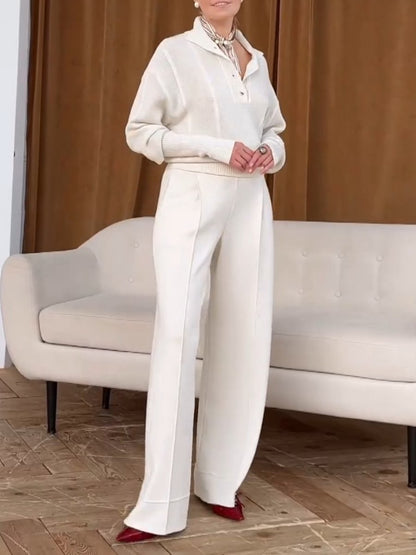 Women's Comfort Knit Button Two-Piece Suit